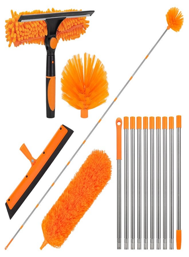 BeiLan Cobweb Duster Kit and Window Squeegee Cleaner Tool with Extension Pole: 165 Inch 4-in-1 High Ceiling Dusting and Window Cleaning Kit - Cobweb Duster and Feather Duster - Image 1
